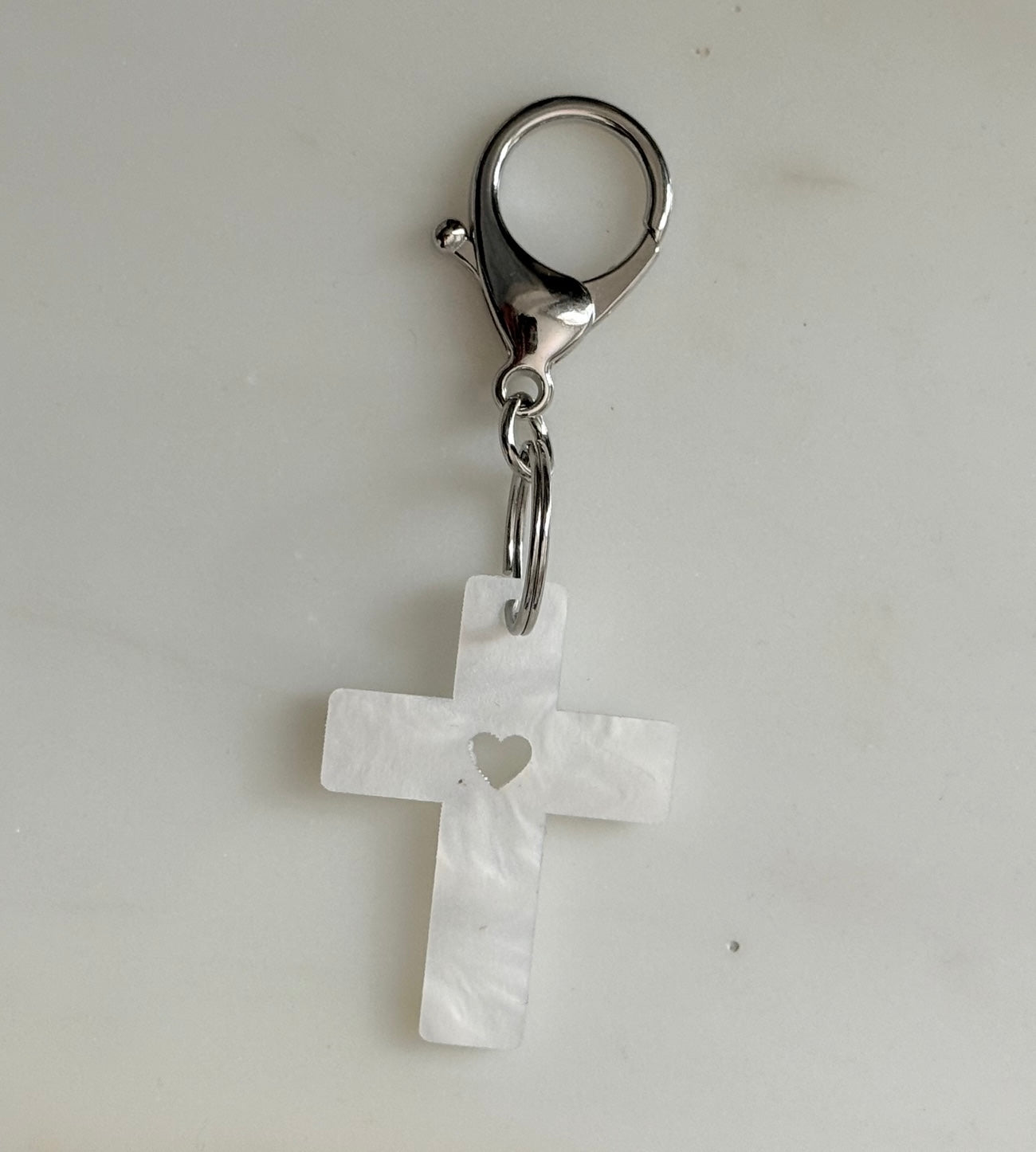 Faith Over Fear Cross Keychain image 0